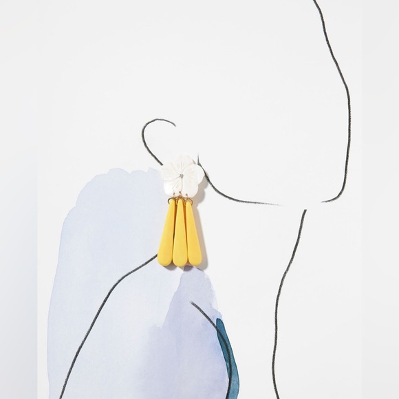 Anthropologie Yellow and White Drop Earrings - Picture 1 of 2